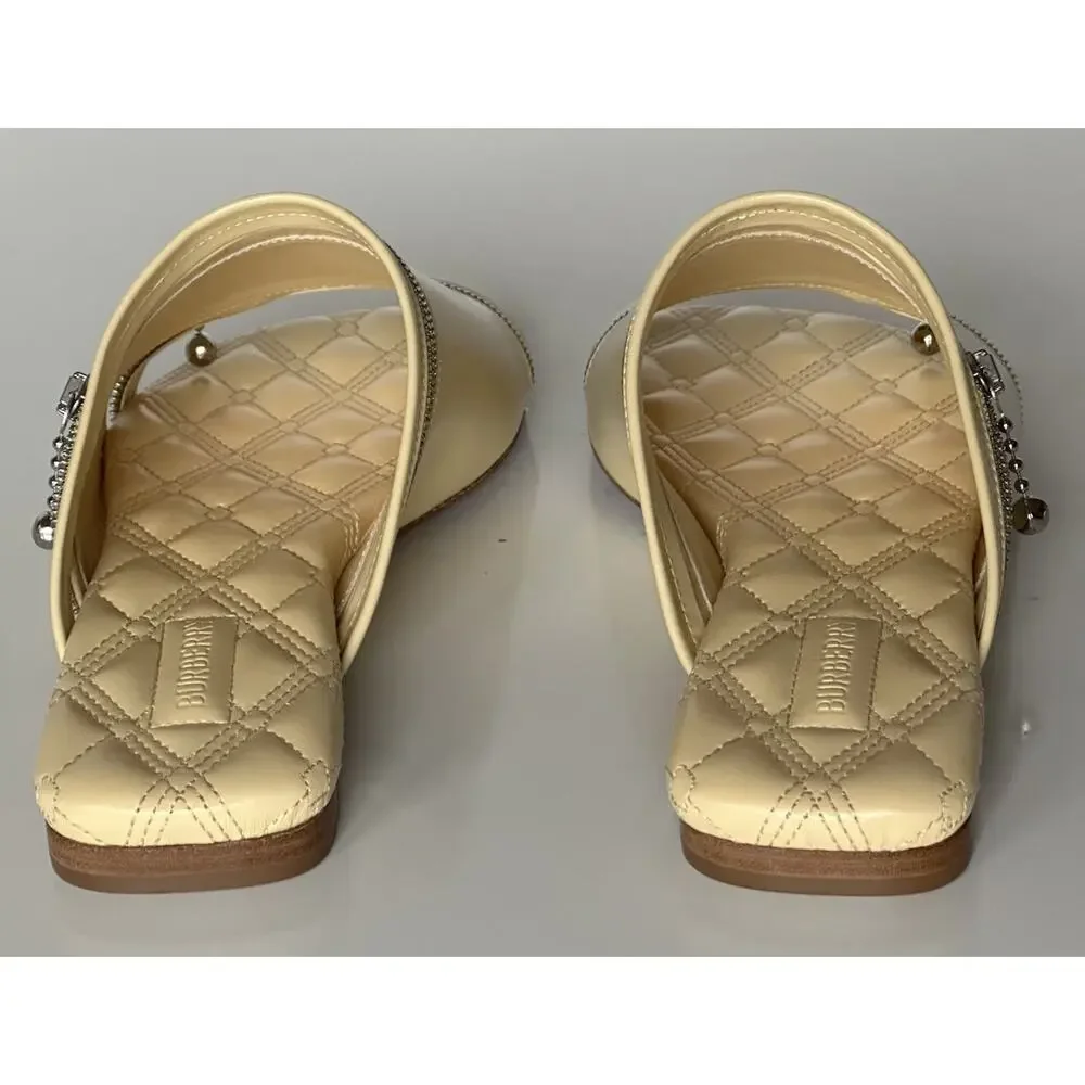 Burberry Open Toe Yellow Leather Slides Sandals 8 US (38) 8080264 IT NIB $990